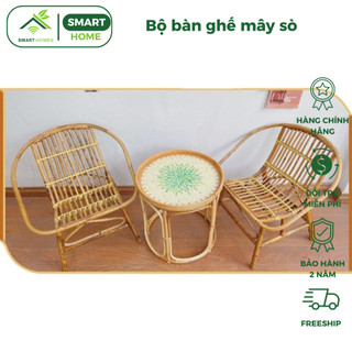 Bộ bàn ghế mây sò tự nhiên và bàn mây Guột/Mặt Khảm, phù hợp làm quán Cafe / ban công SMARTHOMES