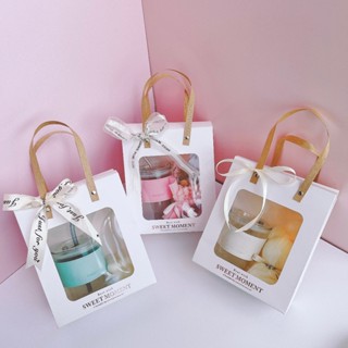 [sẵn hàng] Túi quà tặng ly nước KHẮC TÊN THEO YÊU CẦU, nến thơm, khăn gấu xinh xắn, tiện dụng QT42