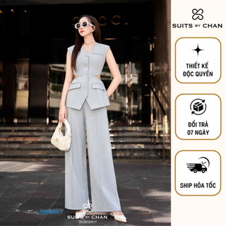 Suits by chan - set áo cut out eo + quần dài ống đứng emma set - scse00017