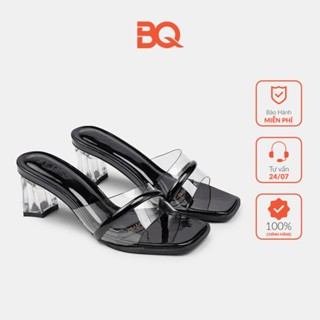 Dép cao gót nữ quai ngang trong suốt đế trụ 6 phân G BQ0627