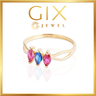 Nhẫn bạc nữ cao cấp mạ vàng ghép ba viên đá Gix Jewel SPGN18