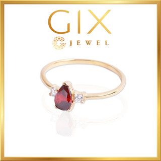 Nhẫn bạc đá đỏ giọt lệ minimalist Gix Jewel SPGN13