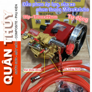 Đầu máy rửa xe áp lực cao Giá rẻ Mitsukaisho CT26A - 1Hp ti INOX dầy 22mm, đầu phun áp lực chuyên xịt rửa xe, sân vườn