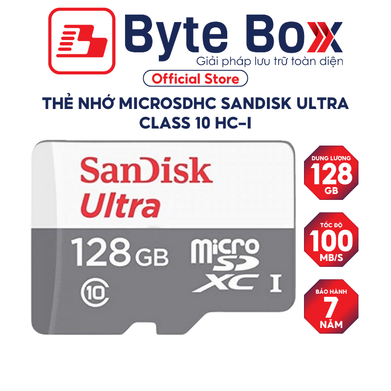 Thẻ nhớ MicroSDHC Sandisk Ultra 16GB / 32GB / 64GB / 128GB Class 10 upto 100MB/s Bảo hành 7 năm