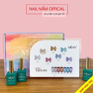 Set sơn gel 7 màu nhũ kim tuyến MiLan số 2 tặng kèm bảng màu