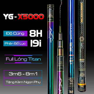 cần câu đài,cần săn hàng 8H YG X5000 full TITAN bản F1 size 3m6—8m1 tặng kèm ngọn phụ túi vải đựng cần