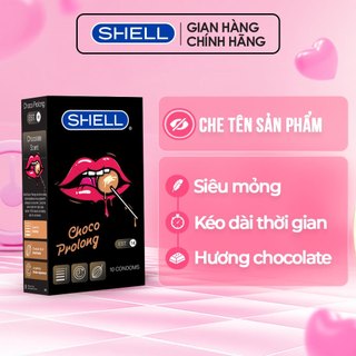 Bao cao su shell choco prolong kéo dài thời gian, hương chocolate - hộp 10 cái | shell chính hãng