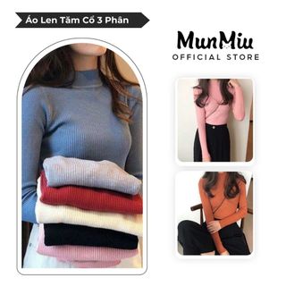 Áo len tăm cổ 3 phân munmiu áo dài tay nữ chất len tăm thời trang hàng cao cấp 344