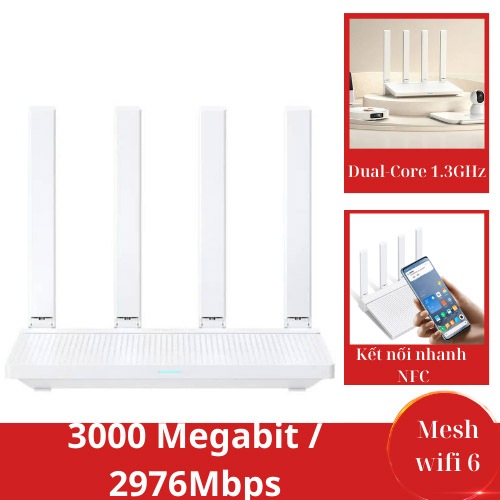 Router wifi 6, Bộ phát WiFi 6 XM AX3000T hỗ trợ mesh, Bộ định tuyến XM AX3000T