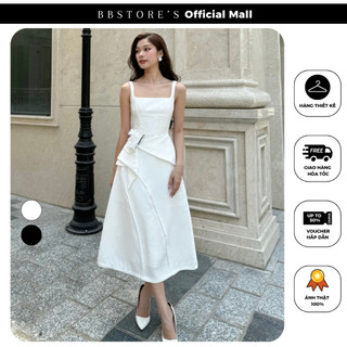 Đầm Xòe Hai Dây Dự Tiệc Xếp Eo Dáng Dài Sang Trọng (không kèm tag hoa) BBSTORE'S - D3262