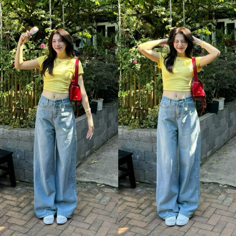 (ẢNH OLDSCHOOL) Quần jeans xanh nhạt ỐNG TO RỘNG DÀI CHÙM phủ chân 7590 | BigBuy360 - bigbuy360.vn