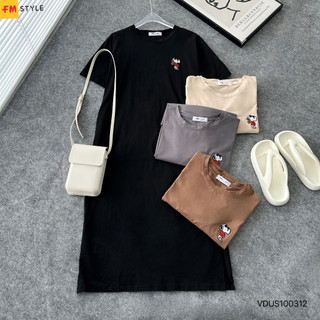 Đầm suông nữ FMSTYLE dáng dài thêu hình chó vải co giản thoáng mát form chuẩn style Hàn Quốc Freesize 24060004
