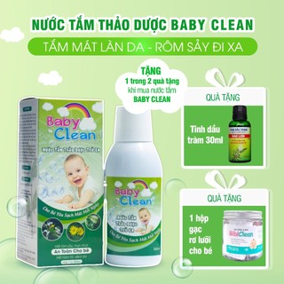 Nước tắm gội thảo dược cho bé Baby Clean 250ml ngăn rôm sảy, hăm tã, lở ngứa, làm sạch và mát cơ thể