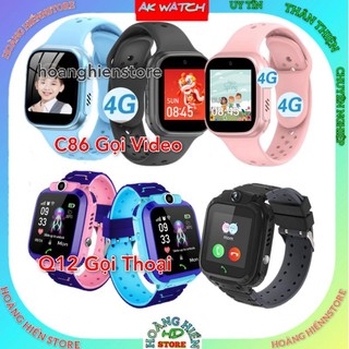 Đồng hồ thông minh trẻ em Q12, C86 lắp sim nghe gọi 2 chiều, Gọi video ( đối với C86 ), chống nước ip67
