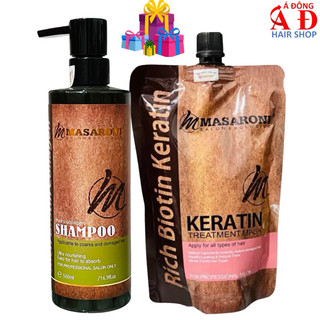 Combo gội ủ Collagen Keratin MASARONI siêu mượt cho tóc khô hư tổn 500ml