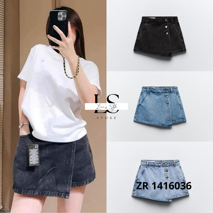 Quần váy denim vạt chéo TQXK mẫu mới 2024 thời trang cá tính trẻ trung | Order