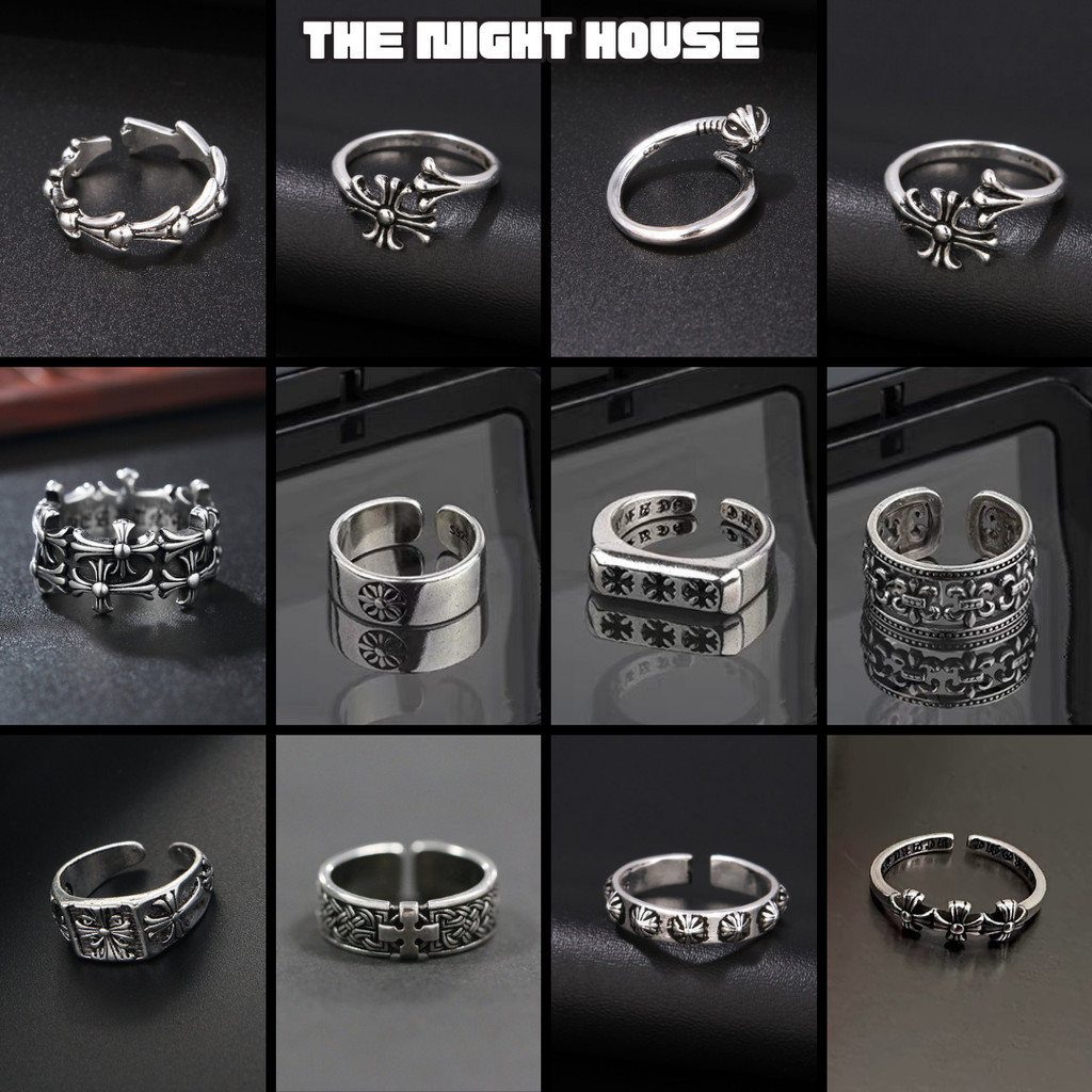 Nhẫn Nam Chrome Heart Titan Không Gỉ Thời Trang The Night House Đẹp Phong Cách Y2K - Nhẫn CH Tổng Hợp