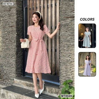 Đầm thiết kế cổ tròn eo thắt nơ dàng xoè BEMINE MT8949
