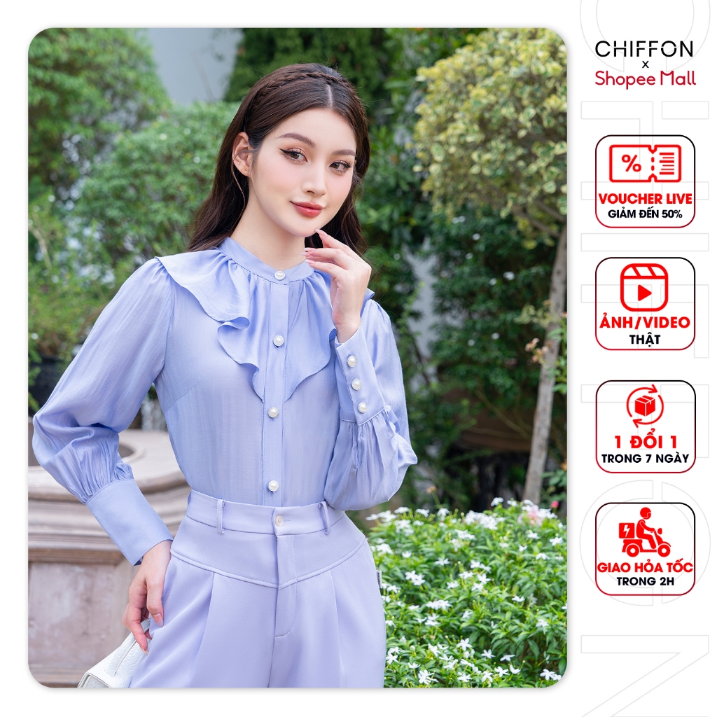 Áo sơ mi nữ cổ bèo tơ Nhật Chiffon