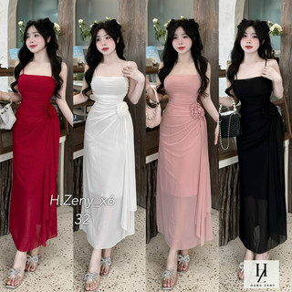 Váy Body 2 Dây Lưới Vạt Hoa