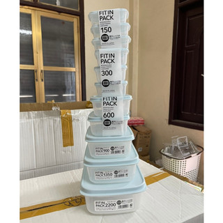 Hộp nhựa đựng thực phẩm nắp dẻo Fit in Pack 300ml 600ml 900ml 1350ml 2200ml Nhật Bản dùng được lò vi sóng