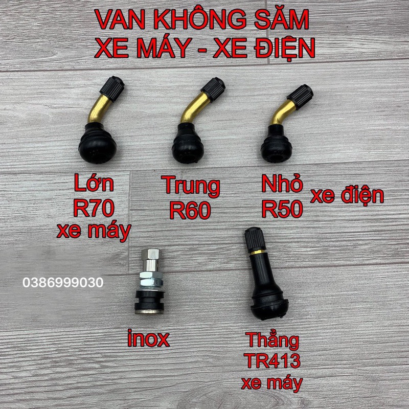 10 Chiếc Van cao su lốp không xăm van cong - van nắp inox - đầu van