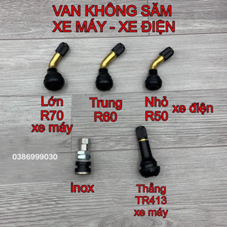 10 Chiếc Van cao su lốp không xăm van cong - van nắp inox - đầu van