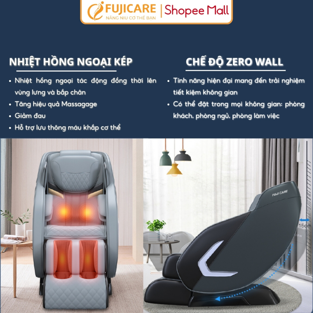 [Bảo trì trọn đời] Ghế Massage toàn thân Fujicare FC999 công nghệ nhiệt hồng ngoại giảm đau thư giãn