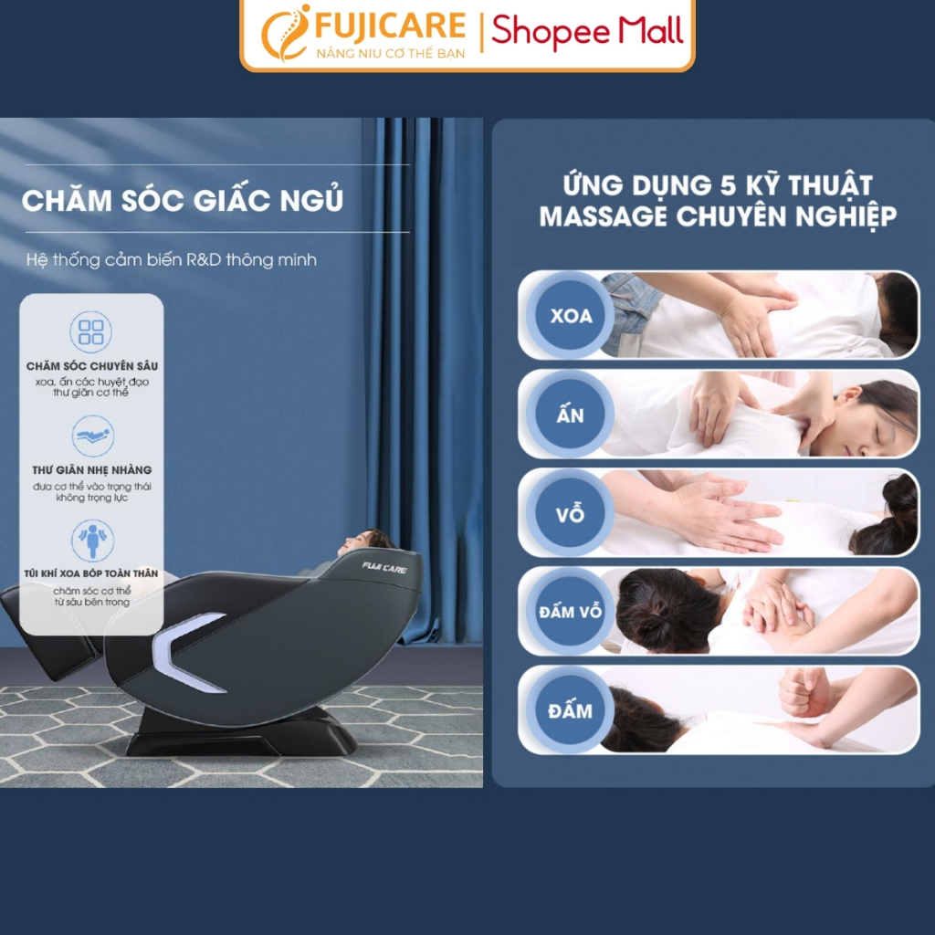 [Bảo trì trọn đời] Ghế Massage toàn thân Fujicare FC999 công nghệ nhiệt hồng ngoại giảm đau thư giãn