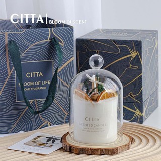 Citta set quà tặng kèm túi nến thơm handmade art of the forest hoa khô trang trí tự nhiên