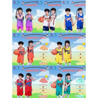 Bộ Quần Áo Bóng Rổ Trẻ Em Warriors, Đầy Đủ Size, Siêu Dễ Thương P41