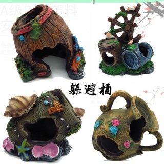 Mô hình Thùng Gỗ Mục - Tiểu cảnh trang trí bể cá, decor