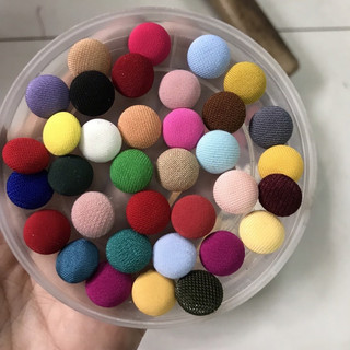 (Giá sỉ) Sét 05 Cúc bọc vải trang trí, khuy bọc vải làm đồ handmade, nút bọc vải đính áo dài, phụ kiện khuy bọc vải