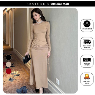 Đầm body tay dài dự tiệc xếp nhún eo tôn dáng bbstore's -d2600