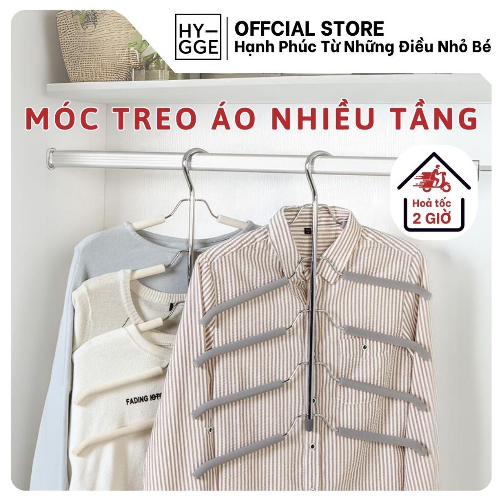 Móc Treo Áo Inox Nhiều Tầng Xếp Gọn Chống Trượt Loại Bỏ Nếp Nhăn, Tiêt Kiệm Diện Tích Có Mút Xốp