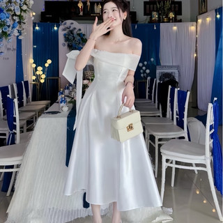 Váy Trắng Trễ Vai Cột Nơ Dự Tiệc Sang Trọng Size S M L V733 AĐ BOUTIQUE