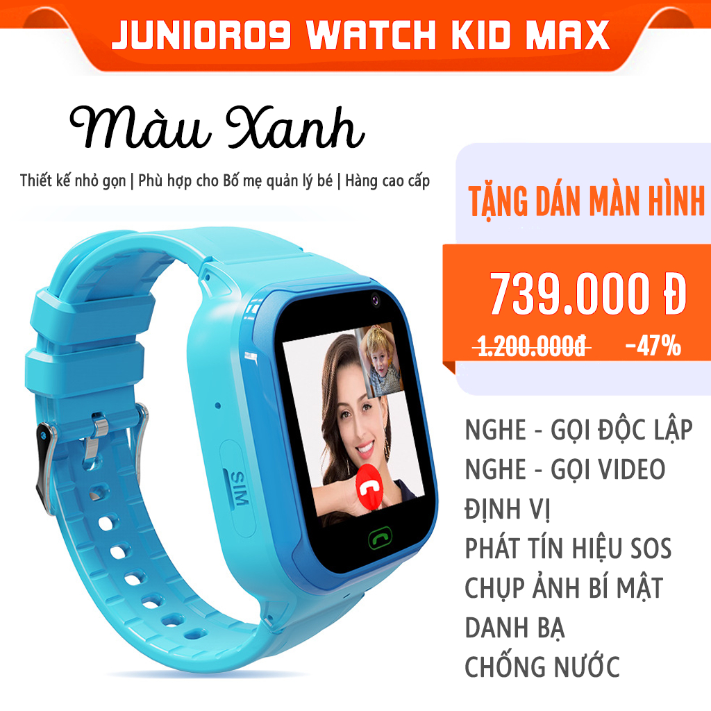 Đồng hồ thông minh Định vị Trẻ em Lắp sim Nghe gọi Video Call Chống nước cho bé trai bé gái JUNIOR09 WATCH KIDS MAX 2024 | BigBuy360 - bigbuy360.vn