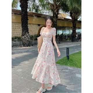 Đầm TIELA - Đầm midi hoa nhí đuôi cá