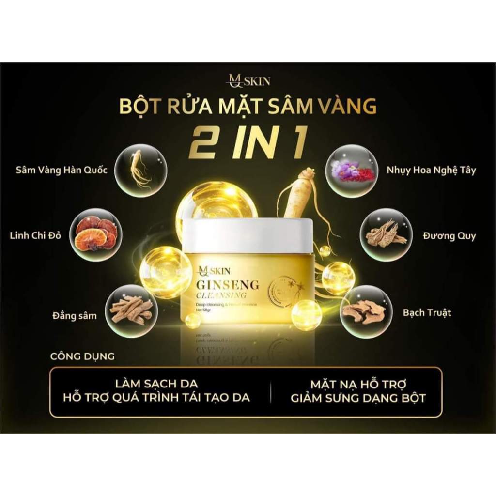 Combo tái tạo da sâm vàng MQ SKIN thay da nhân sâm mq skin,bột rửa mặt mqskin tr.i mụn nám tàn nhang | BigBuy360 - bigbuy360.vn