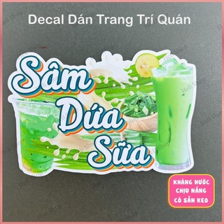 Decal sâm dứa sữa trang trí quán trà sữa, cà phê, quán ăn, dán tủ, kính, tường, gỗ - sticker kháng nước, chịu nắng.