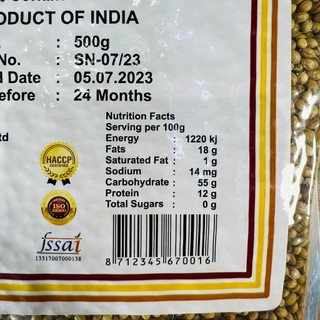 Hạt ngò Ấn Độ Whole Coriander Seeds 500gr