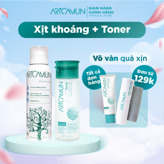 Bộ Giảm Nhờn Mụn Aricamun Gồm Xịt Khoáng Kiểm Soát Dầu 100ml Và Toner Acid 145ml