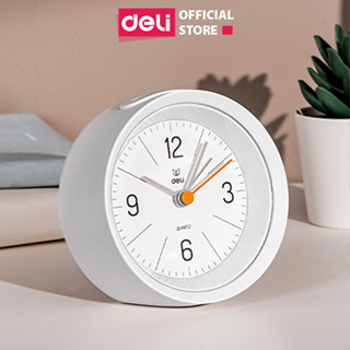 Đồng hồ báo thức để bàn có đèn kim trôi có chuông reo Deli thân nhựa kiểu dáng tinh tế cho phòng ngủ văn phòng -LE300