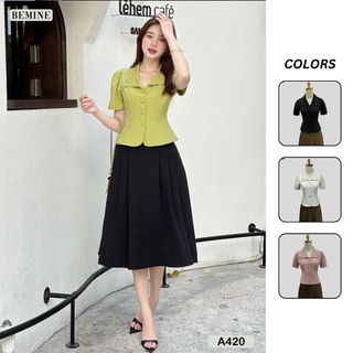 Áo kiểu cổ chạy chỉ tay phồng BEMINE A420