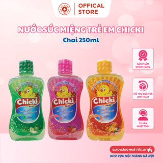 Nước súc miệng trẻ em chicki chai 250ml Hương Táo,Dâu,Cam. Suckhoechomoinha