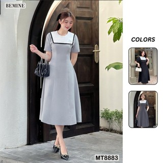 Đầm thiết kế cổ thuỷ thủ đính hoa tay phồng BEMINE MT8883
