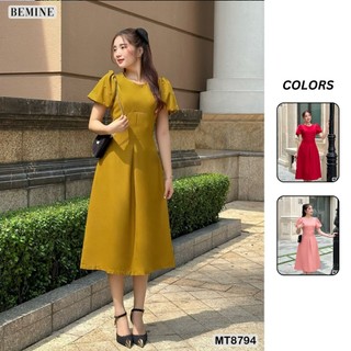 Đầm thiết kế công sở cổ tròn tay phồng tùng xoè BEMINE MT8794