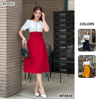 Đầm thiết kế dáng dài cổ tròn phối ren BEMINE MT8649