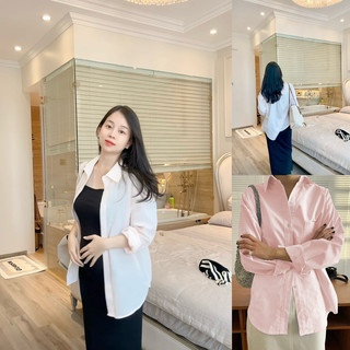 Áo sơmi kẻ hồng baby - alisa