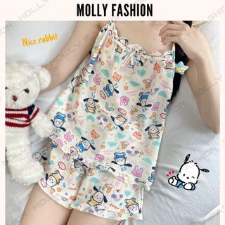 Set đồ ngủ hai dây MINT RABBIT chất đũi mềm thoáng mát bốn mùa nhiều họa tiết Freesize dưới 55kg Molly Fashion